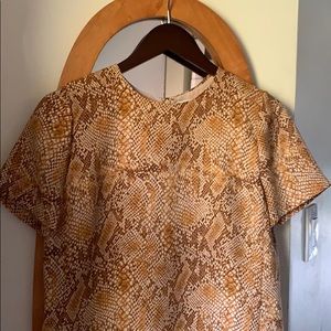 Babaton Beige Crocodile Print Shift Dress